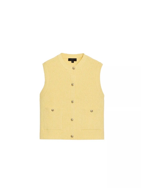 Zara Tops - Zara Pale Yellow Knit Button-Up Vest